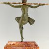 Art Deco Bronze Skulptur Tänzerin met Thyrsosstab