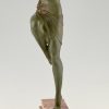 Art Deco Bronze Skulptur Tänzerin met Thyrsosstab