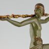 Art Deco bronze sculpture nude dancer with thyrsus