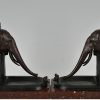 Art Deco bronzen boekensteunen olifanten met vogel