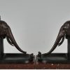 Art Deco serre livres en bronze éléphants avec oiseau