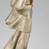 Art Deco bronzen sculptuur Pierrot en kat