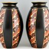 Paire de vases Art Deco motif géométrique