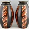 Paire de vases Art Deco motif géométrique