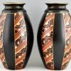 Paire de vases Art Deco motif géométrique