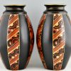Pair of Art Deco vases with geometric pattern