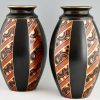 Paire de vases Art Deco motif géométrique