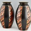 Pair of Art Deco vases with geometric pattern