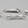 Art Deco set of 12 silvered animal knife rests in case