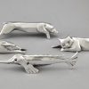 Art Deco set of 12 silvered animal knife rests in case