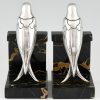 Art Deco silvered bronze swallow bookends