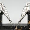 Art Deco silvered bronze swallow bookends