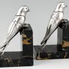 Art Deco silvered bronze swallow bookends