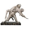 Sculpture en bronze Art Deco couple dansant Pierrot et Colombine