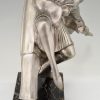 Art Deco bronzen sculptuur Pierrot en Colombine dansend paar