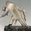 Art Deco bronze sculpture cubist dancers Pierrot and Colombine