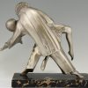 Art Deco bronzen sculptuur Pierrot en Colombine dansend paar