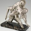 Art Deco bronze sculpture cubist dancers Pierrot and Colombine