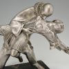 Art Deco bronze sculpture cubist dancers Pierrot and Colombine