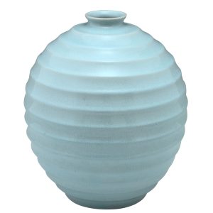 Art Deco ceramic spherical  vase light blue