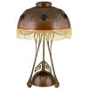 Art Nouveau copper, brass and glass cabochons table lamp