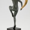 Art Deco Skulptur Bronze Schleier Tänzerin