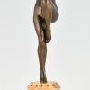 Art Deco bronze sculpture nude with grapes