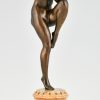 Art Deco bronze sculpture nude with grapes