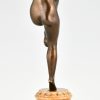 Art Deco bronze sculptuur dansend naakt met druiven Pierre le Faguays