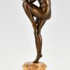 Art Deco bronze sculpture nude with grapes