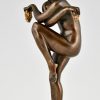 Art Deco bronze sculptuur dansend naakt met druiven Pierre le Faguays