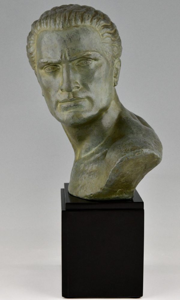 Art Deco Bronze Skulptur Buste Jean Mermoz Flugpionier