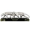 Art Deco silvered bronze sculpture two panthers