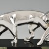 Art Deco Skulptur Bronze versilbert zwei Panther