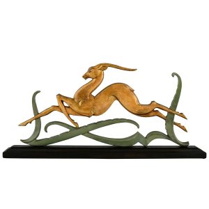 Art Deco sculpture of a leaping deer