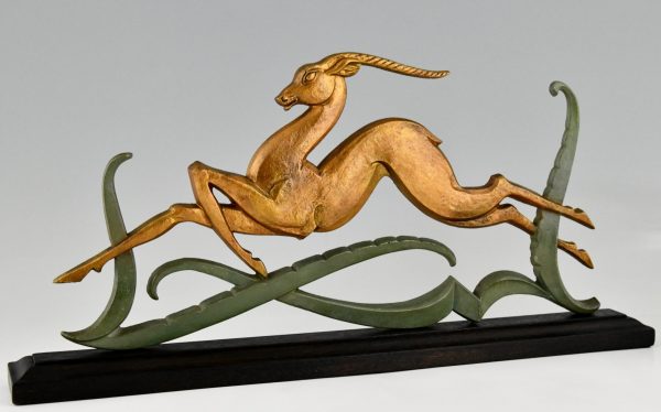 Art Deco sculpture of a leaping deer