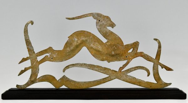 Art Deco sculpture of a leaping deer