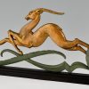 Art Deco sculpture of a leaping deer