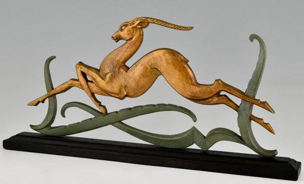 Art Deco sculpture of a leaping deer