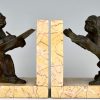 Art Deco monkey bookends