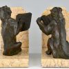 Art Deco monkey bookends