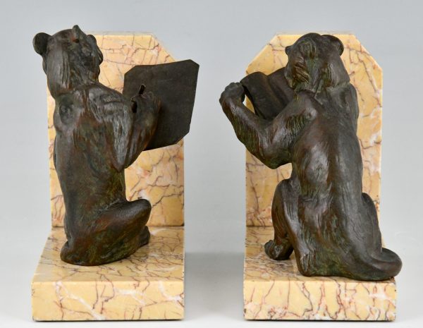 Art Deco monkey bookends