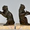 Art Deco monkey bookends