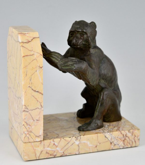 Art Deco monkey bookends