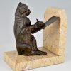 Art Deco monkey bookends