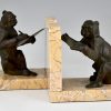 Art Deco monkey bookends