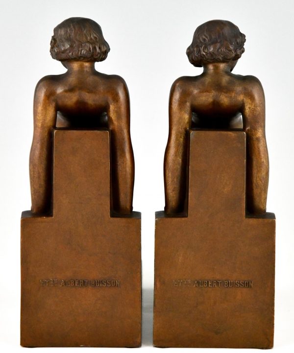 Art Deco bookends with nudes