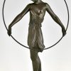 Sculpture Art Deco danseuse au cerceau Harmonie