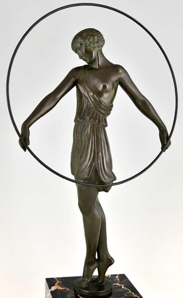 Art Deco sculpture dancer with hoop Harmonie