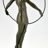 Sculpture Art Deco danseuse au cerceau Harmonie